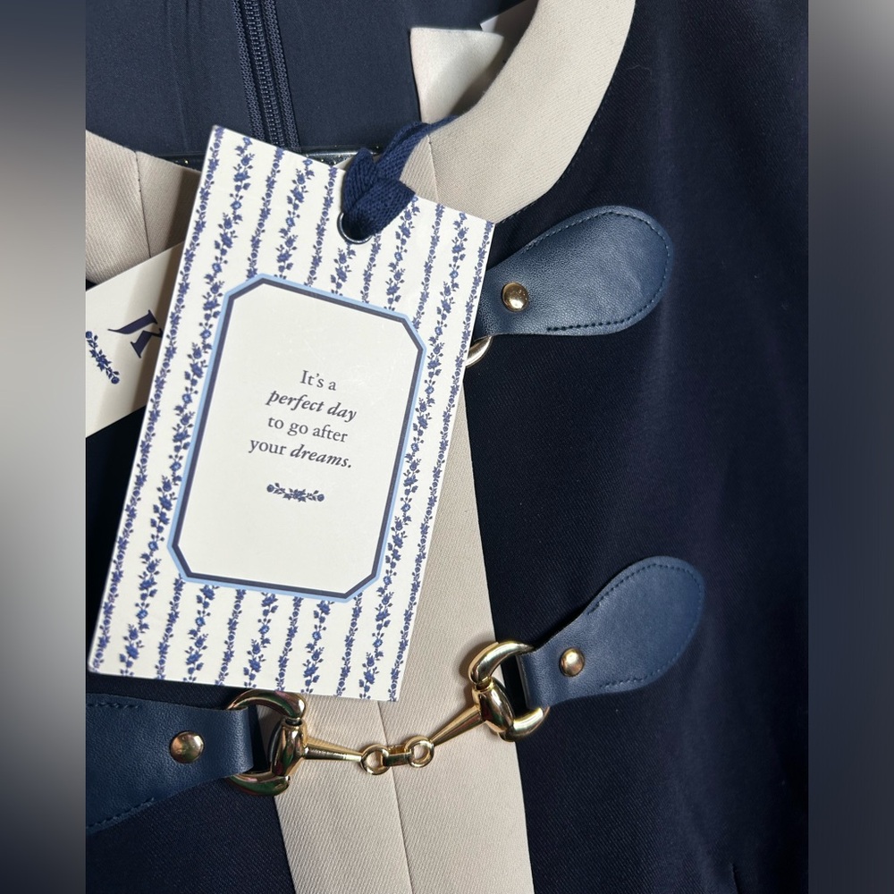 JessaKae Navy Blue Grace Sophisticated Equestrian Inspired Sheath Dress NEW XS - Picture 6 of 9